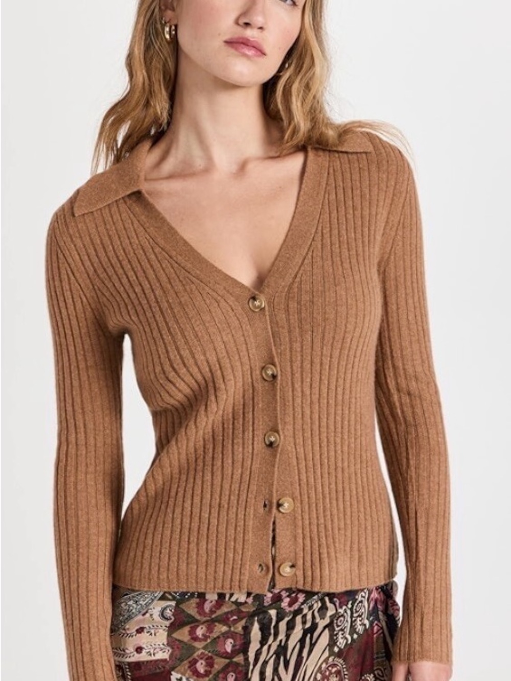 Veronica Beard Lazana Cashmere Sweater Cardigan Sz M Brown Quiet Luxury Preppy